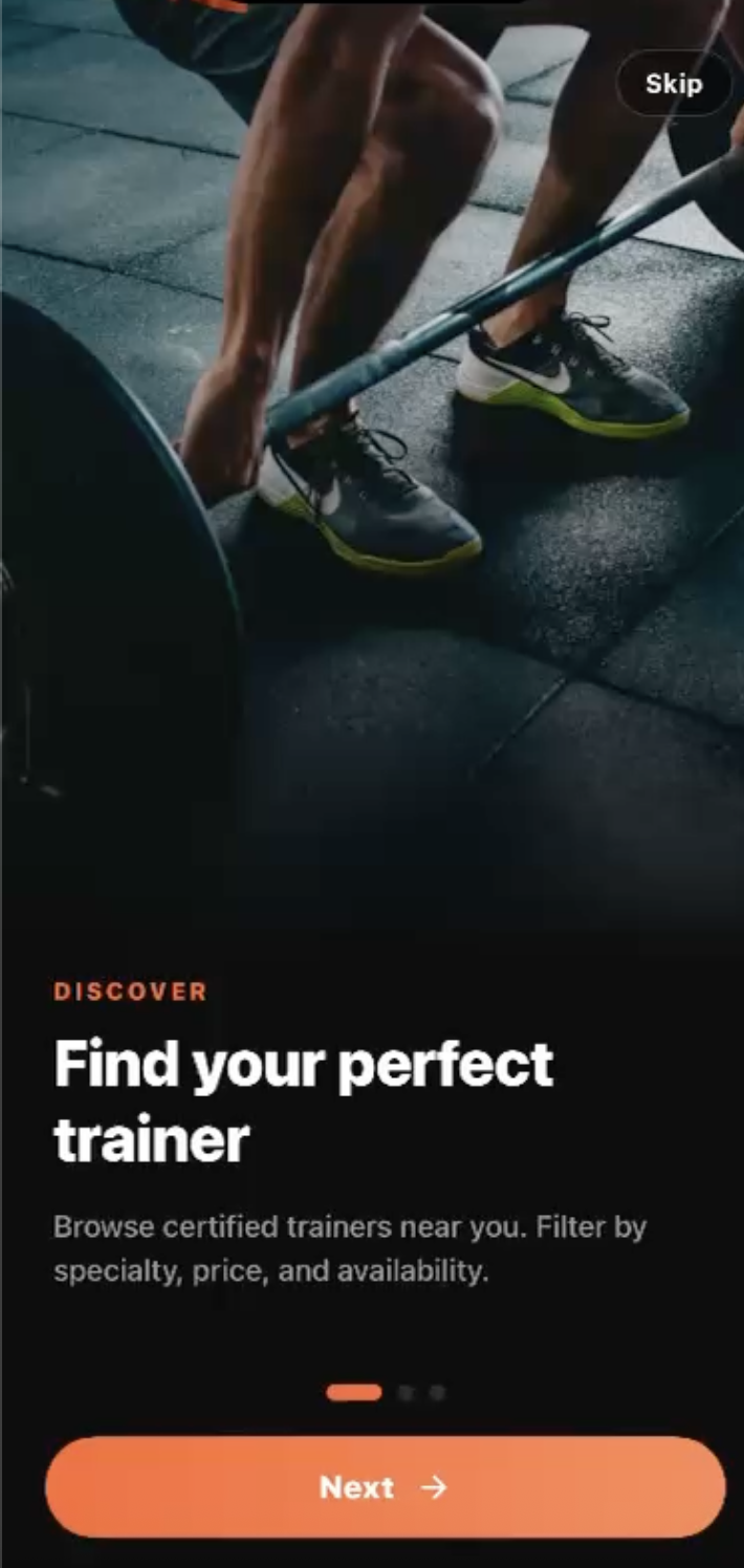 FitConnect app screen 1
